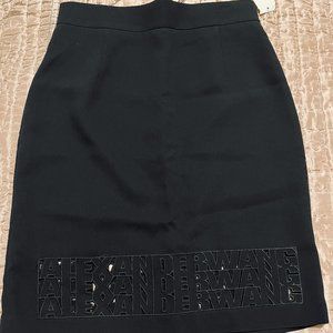 Black Alexander Wang Logo Cutout Pencil Skirt Sz 10